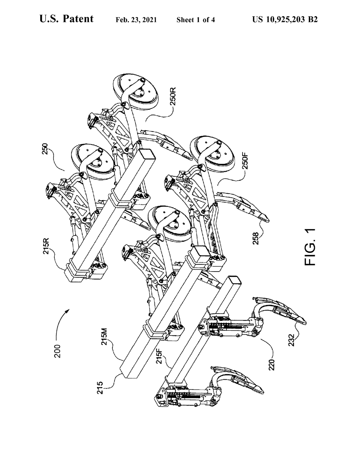 Patent figure showing an air-seeder row-unit assembly.